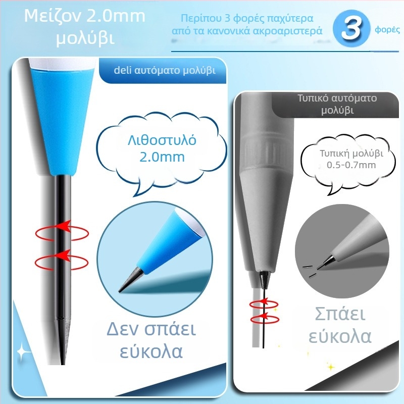 Deli μηχανικό μολύβι με ενσωματωμένο ξύστρα και μετακινούμενο γραφίτη HB/2B