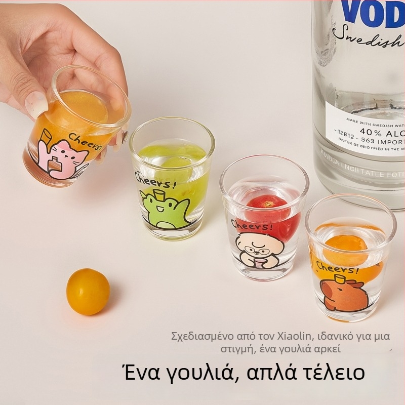 Σετ ποτηριών κρασιού, 4 τεμάχια με σχέδιο κουτάβι και γάτας, γυαλί σόδα-λίμη, χωρητικότητα 1–100 ml, φρέσκο και γλυκό στυλ, δυνατότητα εκτύπωσης λογοτύπου
