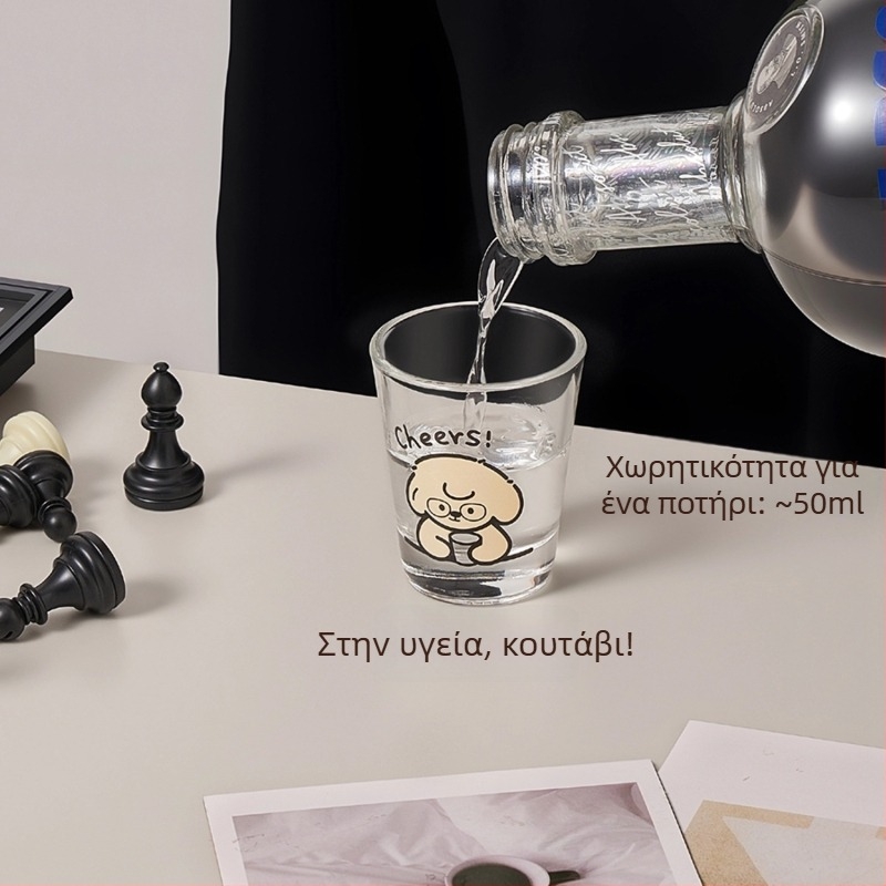 Σετ ποτηριών κρασιού, 4 τεμάχια με σχέδιο κουτάβι και γάτας, γυαλί σόδα-λίμη, χωρητικότητα 1–100 ml, φρέσκο και γλυκό στυλ, δυνατότητα εκτύπωσης λογοτύπου