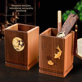 Ssba Jy8381 Δίσκος για στυλό από μασίβ ξύλο, κυκλικός – Προσωπικό δώρο, Χριστούγεννα