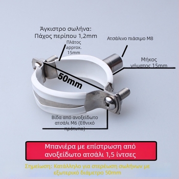 Κλιπ για σωλήνες από ανοξείδωτο ατσάλι με κλιπ αποχέτευσης PVC, σταθερός υποστηρικτής · ονομαστική διάμετρος 75 mm, διάμετρος στερέωσης 75 mm
