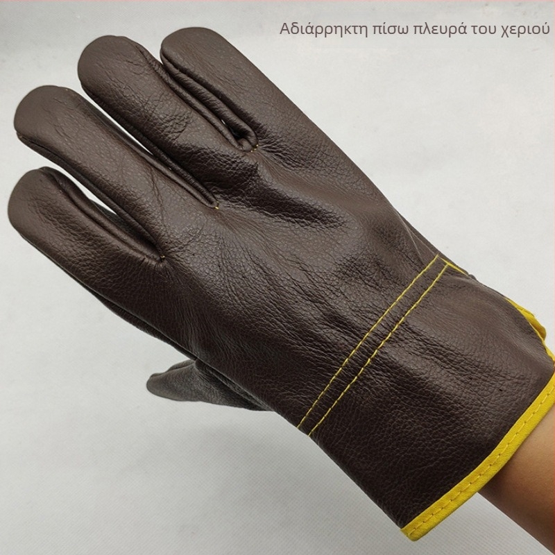 Γάντια συγκόλλησης από βοδινό δέρμα, πλήρους δέρματος, κοντός μανσέτας, ανθεκτικά και μαλακά