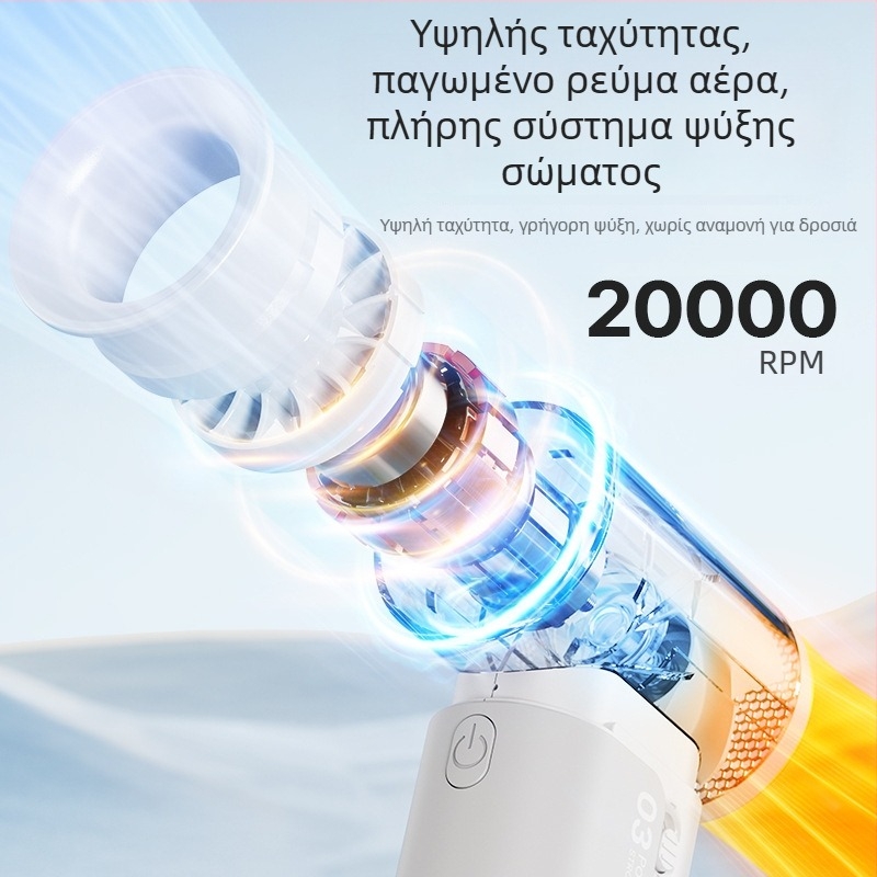 Εξωτερικός μικρός φορητός ανεμιστήρας τσέπης USB επαναφορτιζόμενος, 5 λεπίδες, 3 ταχύτητες, brushless κινητήρας, ABS περίβλημα, μπαταρία 2000-4000mAh