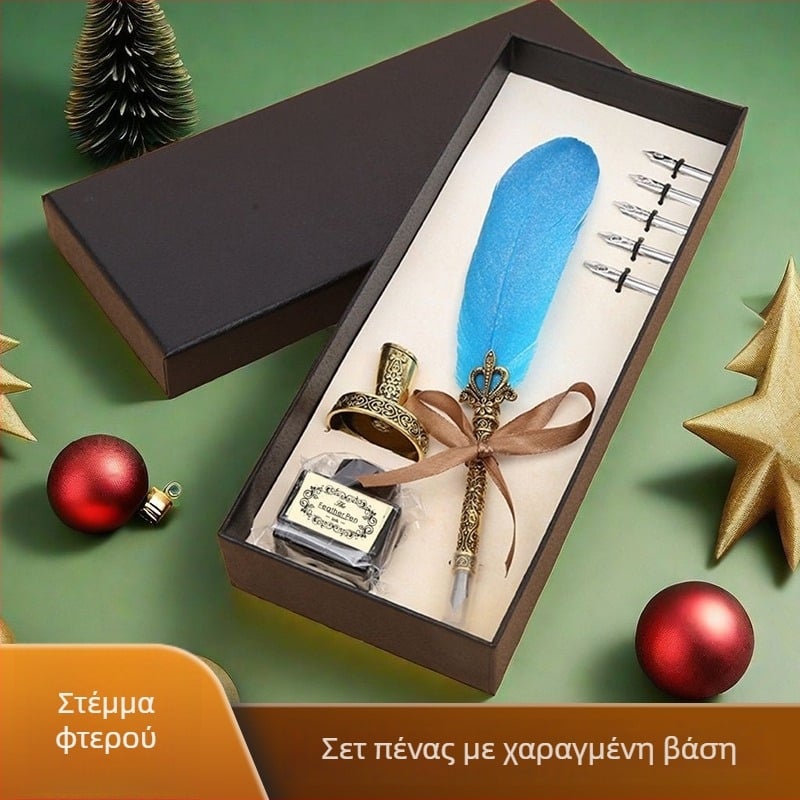 Στυλό κορώνας με φτερό και χαρακτωμένη βάση, ανταλλακτική μύτη από κράμα, δημιουργικό κομψό επαγγελματικό δώρο