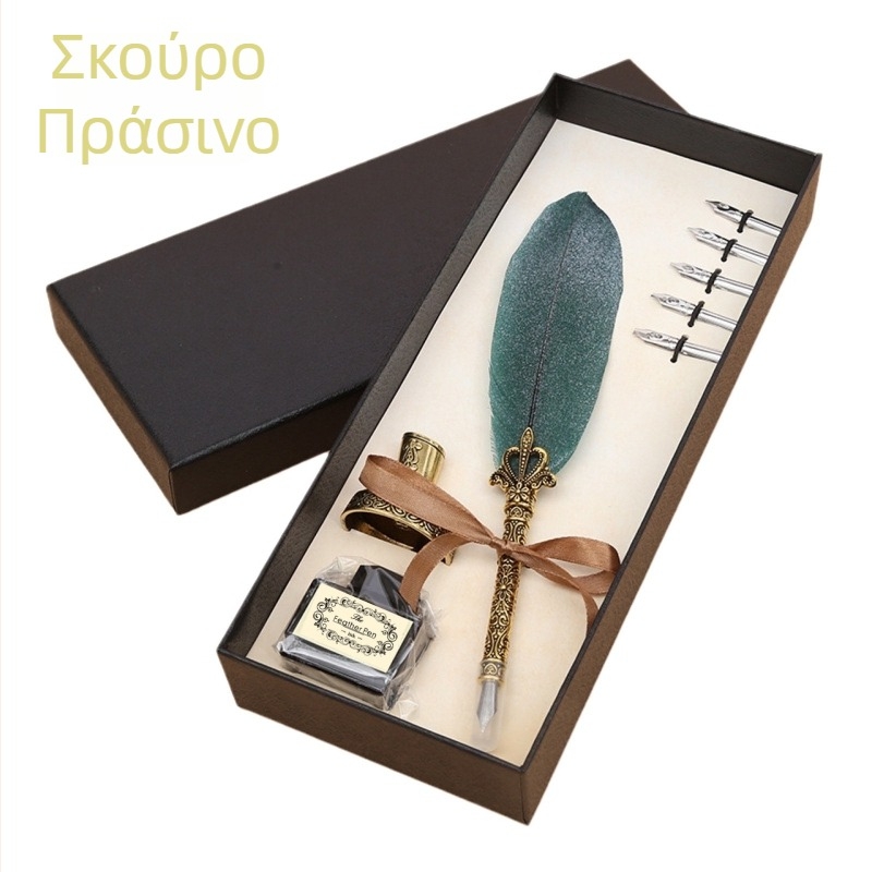 Στυλό κορώνας με φτερό και χαρακτωμένη βάση, ανταλλακτική μύτη από κράμα, δημιουργικό κομψό επαγγελματικό δώρο