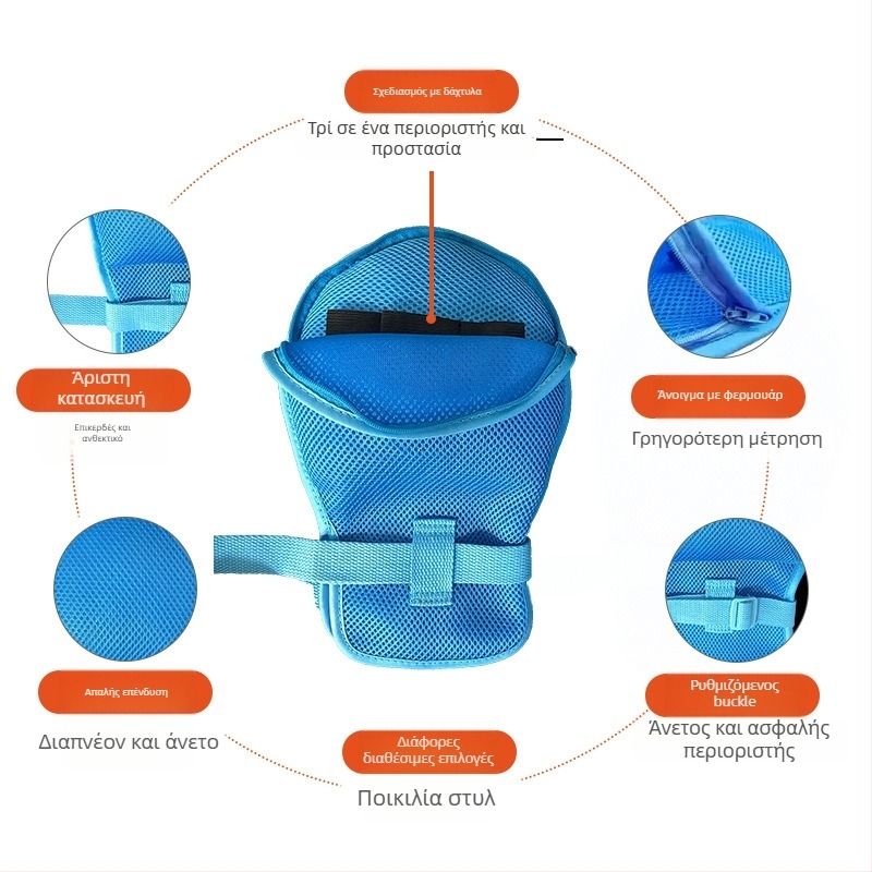 Γάντια Περιορισμού για Καθήλωμένους Ηλικιωμένους, πολυεστερικό δίχτυ με βαμβακερή επένδυση, ζεστά, προστασία από σκόνη, αντίκοπή