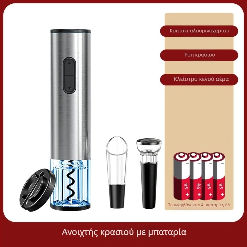 Αυτόματος Ανοικτήρας Μπουκαλιών Κρασιού Κόκκινου Με Σώμα Από Μπαμπού