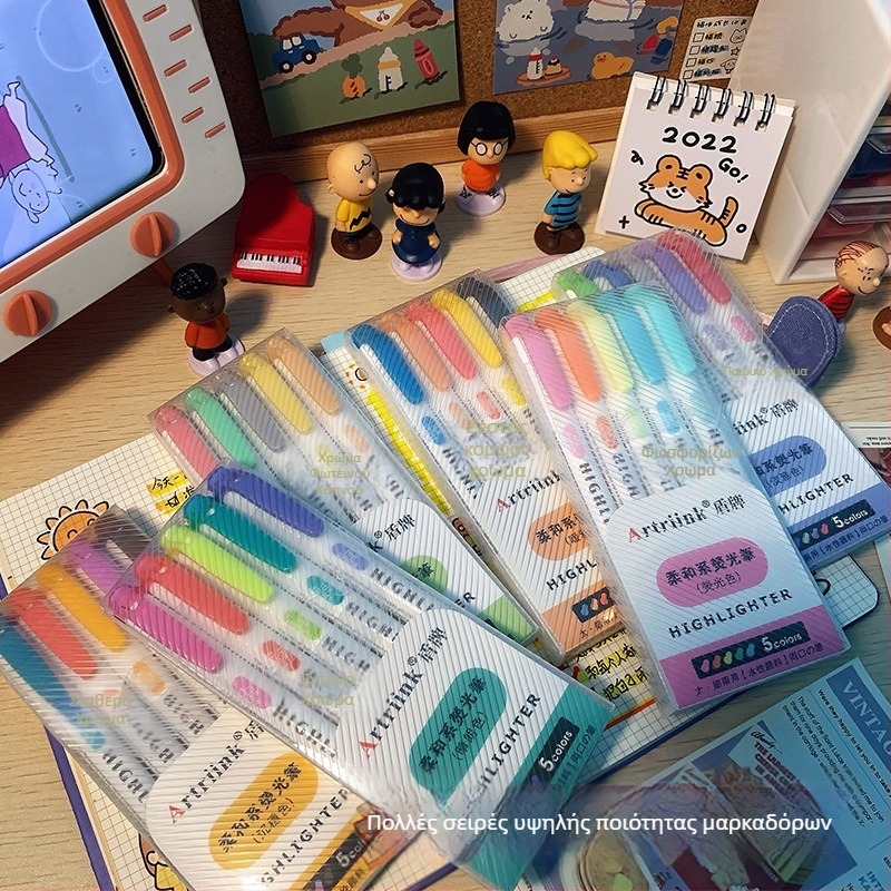 Διπλής άκρης φθορίζων μαρκαδόρος για μαθητές, μαρκαδόρος για προγράμματα και έμφαση, υψηλή ορατότητα, δεν διαρρέει στο χαρτί, μοντέλο 906-5, Shield