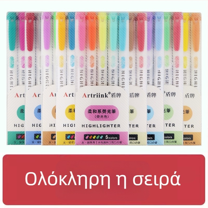 Διπλής άκρης φθορίζων μαρκαδόρος για μαθητές, μαρκαδόρος για προγράμματα και έμφαση, υψηλή ορατότητα, δεν διαρρέει στο χαρτί, μοντέλο 906-5, Shield