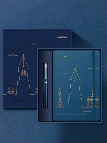 HERO Explorer fountain pen σετ δώρου, μεταλλικό σώμα, nib από ιρίδιο, εναλλάξιμος θύλακας μελανιού, κατάλληλο για επιχειρηματικά δώρα