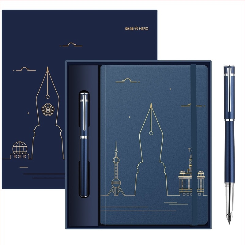 HERO Explorer fountain pen σετ δώρου, μεταλλικό σώμα, nib από ιρίδιο, εναλλάξιμος θύλακας μελανιού, κατάλληλο για επιχειρηματικά δώρα