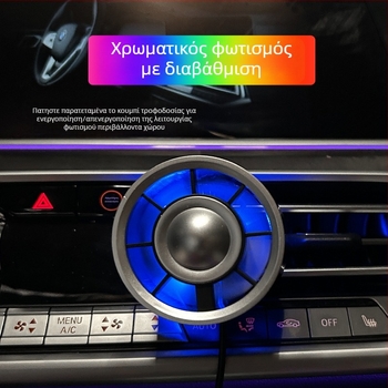 Αυτοκινητό USB ανεμιστήρας με φωτισμό περιβάλλοντος, 3 ταχύτητες, brushless κινητήρας, θόρυβος κάτω από 36 dB