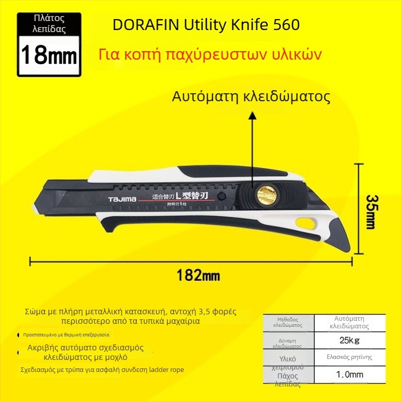 Tajima Εργαλείο Κοπής με 9mm Αυτόματο Κλείδωμα, ABS Λαβή – Μοντέλα LC305P/LC301B/LC303B