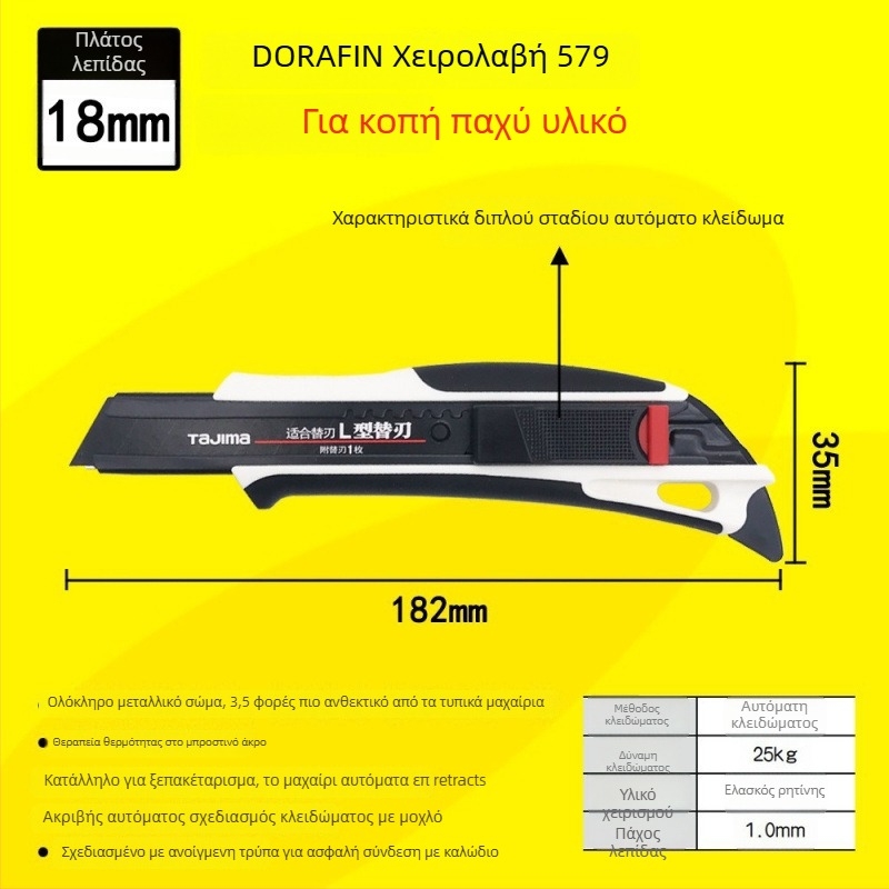 Tajima Εργαλείο Κοπής με 9mm Αυτόματο Κλείδωμα, ABS Λαβή – Μοντέλα LC305P/LC301B/LC303B
