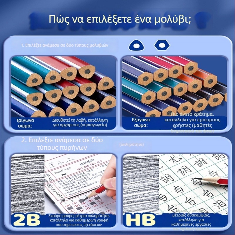 Deli κυκλικό ξύλινο μολύβι 2B για νηπιαγωγείο