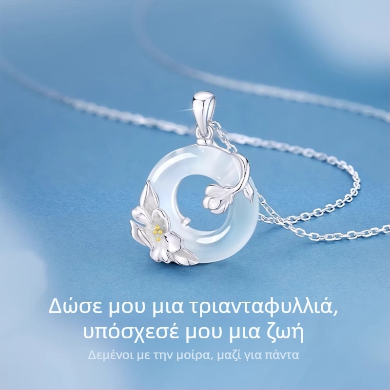 Κολιέ από ασήμι S925 με καμέλια, σχήμα λουλουδιού, αλυσίδα Flash O, ελαφρύ πολυτελές στυλ για γυναίκες