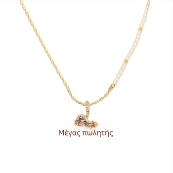 Κολιέ από χαλκό με μενταγιόν σε ζιρκόνιο, αλυσίδα splice, μήκος 41–50 εκ., βάρος 11,5 γρ.