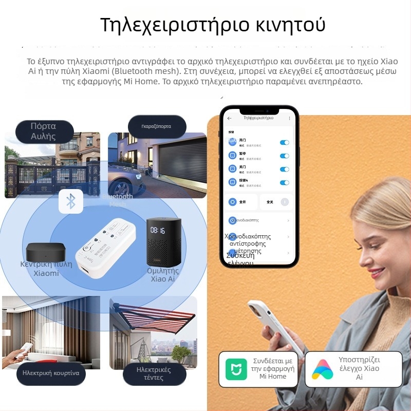 Mijia Mesh Έξυπνο RF Remote Gateway με δυνατότητα εκμάθησης 433MHz, συμβατό με Xiaoai για γκαράζ ρολά κουρτίνας