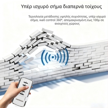 Διπλής κατεύθυνσης ψηφιακός διακόπτης τμηματοποίησης φωτισμού με τηλεχειριστήριο, εμβέλεια λήψης 20–30 m, εύρος θερμοκρασίας λειτουργίας -10 έως 85 °C, πιστοποίηση 3C (αρ. πιστοποιητικού 2016010202911861)