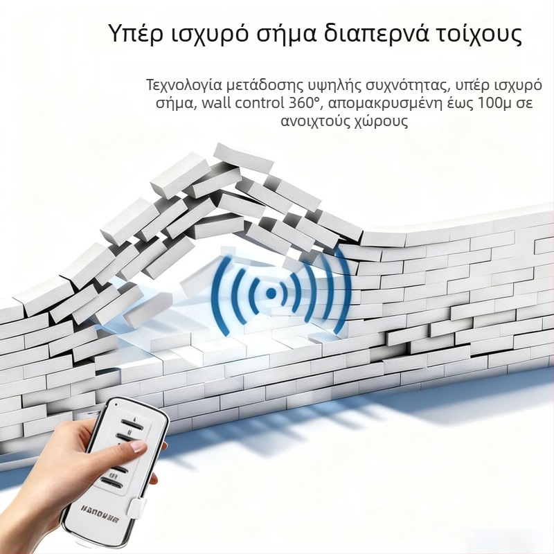 Διπλής κατεύθυνσης ψηφιακός διακόπτης τμηματοποίησης φωτισμού με τηλεχειριστήριο, εμβέλεια λήψης 20–30 m, εύρος θερμοκρασίας λειτουργίας -10 έως 85 °C, πιστοποίηση 3C (αρ. πιστοποιητικού 2016010202911861)