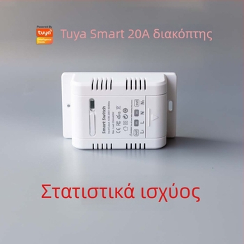 Έξυπνος διακόπτης WiFi με φωνητικό τηλεχειρισμό και παρακολούθηση ενέργειας, 20A υψηλή ισχύς, 110-240V AC