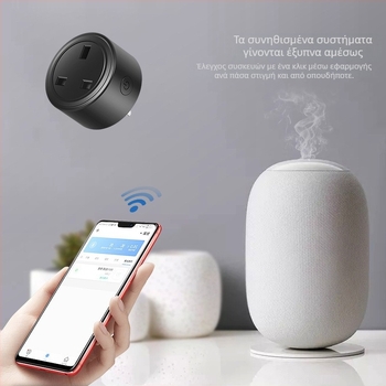 WiFi Έξυπνη Πρίζα με UK Πρότυπο, έλεγχος μέσω εφαρμογής, 16A, εύρος 110-240V, 3500W, βάρος 84 g