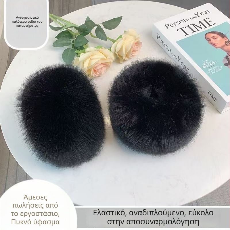 Μανσέτες καρπού από τεχνητή γούνα αλεπούς — Unisex, ζεστές, μονοχρωμικό σχέδιο, μέθοδος επεξεργασίας: tie-dye, κατάλληλες για χειμώνα, άνοιξη και φθινόπωρο