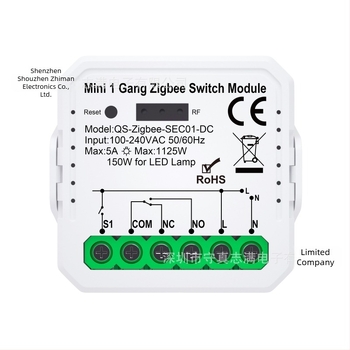 SZZM Zigbee Έξυπνος Διακόπτης με Ξηρή Επαφή, 100-240V AC, 5A