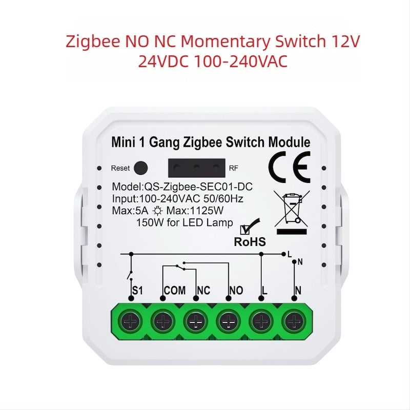 SZZM Zigbee Έξυπνος Διακόπτης με Ξηρή Επαφή, 100-240V AC, 5A