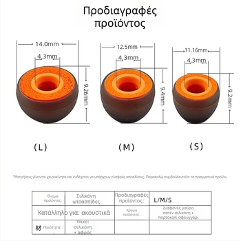 Κάλυμμα ακουστικών από σιλικόνη με σφουγγάρι; υλικό: σιλικόνη + σφουγγάρι; μείωση θορύβου 40%; για ακουστικά; σειρά Silicone Earphone Cover; σχήμα κύπελλο.