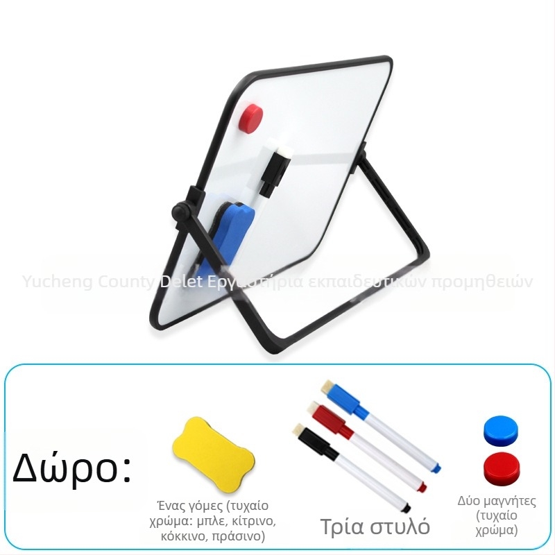 Διπλής όψεως μαγνητικός επιτραπέζιος λευκός πίνακας με πλαστικό πλαίσιο και μεταλλικό πάνελ — Εκπαιδευτικό βοήθημα για παιδιά