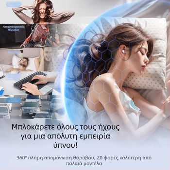 Σιλικονούς ωτοασπίδες ύπνου, μείωση θορύβου έως 36 dB, EN352-2, εντός του αυτιού χρήση