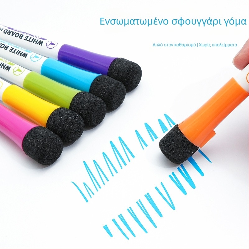 Μαγνητικό σετ μαρκαδόρων λευκής επιφάνειας, με άκρη βούρτσας, με βάση το νερό, διαγράψιμο, πλάτος γραμμής 2.0 mm