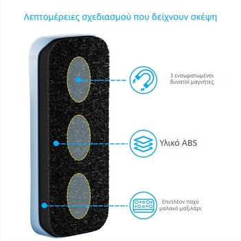 Μαγνητικό σβήστρα για πίνακα με επιφάνεια από ύφασμα και ABS πίσω