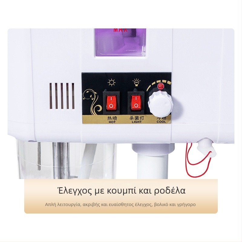 Topbedi TTM-959A Διπλικός σωλήνας ψεκασμού για το πρόσωπο με ζεστό και κρύο ψεκασμό, ABS περίβλημα, χρόνος ομίχλης έως 10 δευτερόλεπτα
