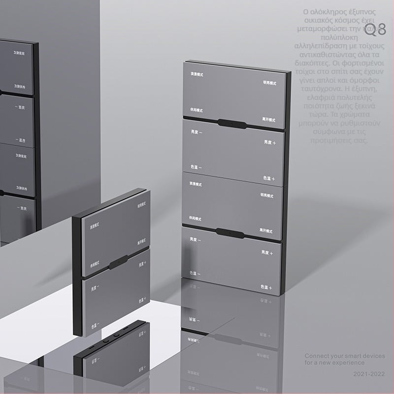 Zigbee Ασύρματος Διακόπτης με Οκτώ Πλήκτρα για Ρύθμιση Φωτισμού και Έλεγχο Σκηνών