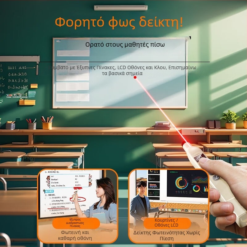 Επεκτεινόμενος δείκτης διδασκαλίας με λέιζερ για γυρίσμα σελίδων, γραψιμος, PPT χρονόμετρο αντίστροφης μέτρησης, οθόνη αφής και πολυμέσα