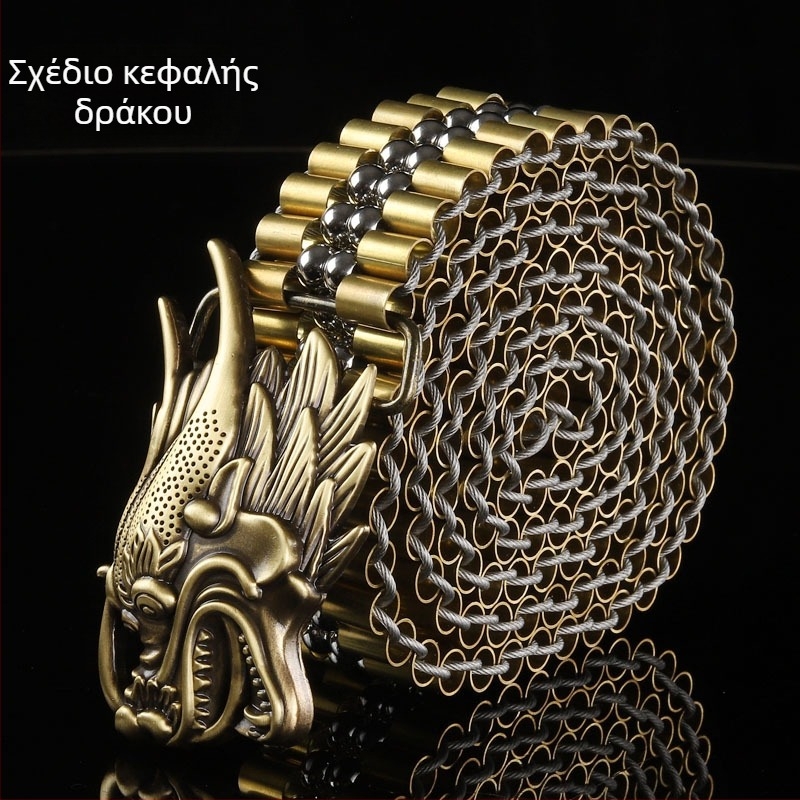 Ανδρικός ιμάντας από ανοξείδωτο χάλυβα 304 για αυτοάμυνα, με λεία αγκράφα από καθαρό χαλκό και ζώνη μέσης με χάντρες από ατσάλι