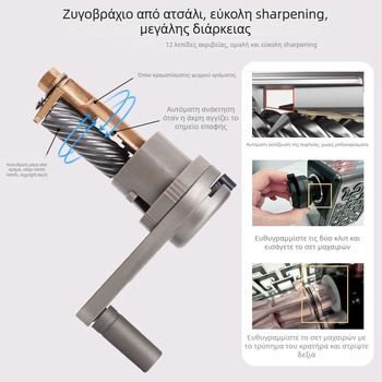 Femili οξύστριο μολυβιών σε στυλ Αρχαϊκής Τέχνης για παιδιά και φοιτητές, χειροκίνητο, πλαστικό σώμα, γεωμετρικό σχήμα, καθαρό βάρος 422 g