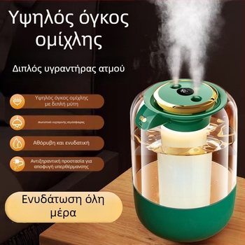J20 Υγραντήρας με Διπλό Ψεκασμό, 2 L Όγκος Ομίχλης, Ατμοσφαιρικό Φως, USB Υγραντήρας Αρωματοθεραπείας για Οικία, Υπνοδωμάτιο ή Φοιτητικό Διαμέρισμα, Δώρο