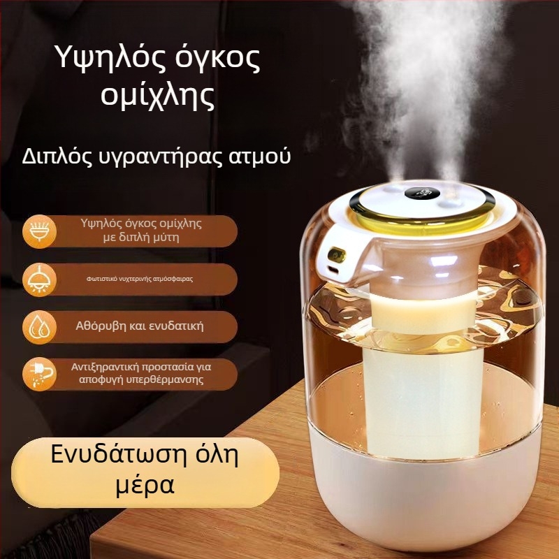 J20 Υγραντήρας με Διπλό Ψεκασμό, 2 L Όγκος Ομίχλης, Ατμοσφαιρικό Φως, USB Υγραντήρας Αρωματοθεραπείας για Οικία, Υπνοδωμάτιο ή Φοιτητικό Διαμέρισμα, Δώρο