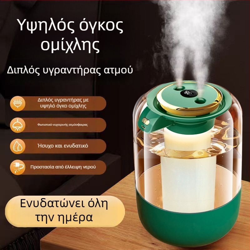 J20 Υγραντήρας με Διπλό Ψεκασμό, 2 L Όγκος Ομίχλης, Ατμοσφαιρικό Φως, USB Υγραντήρας Αρωματοθεραπείας για Οικία, Υπνοδωμάτιο ή Φοιτητικό Διαμέρισμα, Δώρο