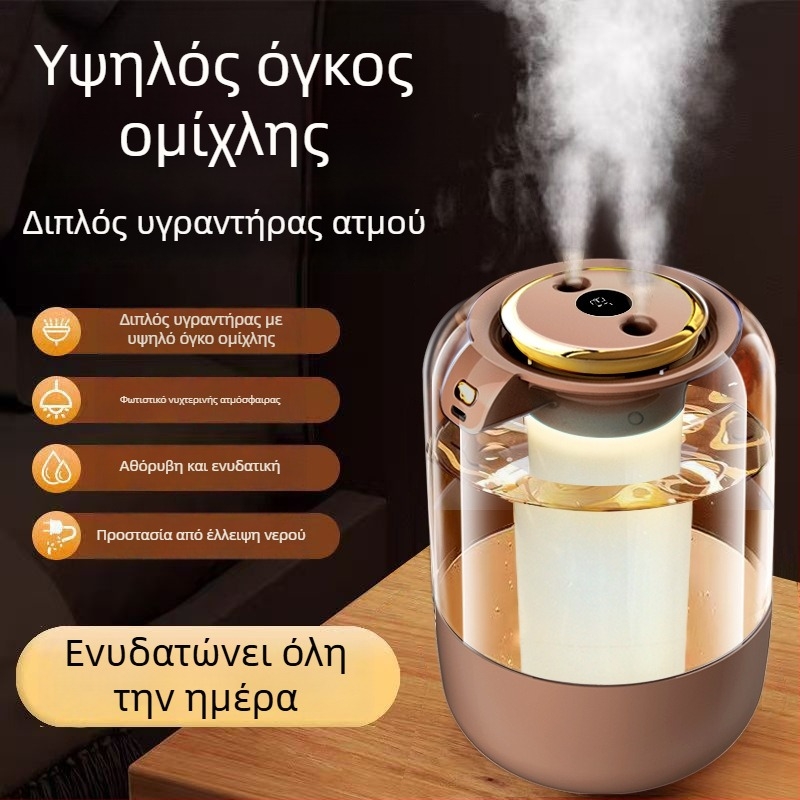 J20 Υγραντήρας με Διπλό Ψεκασμό, 2 L Όγκος Ομίχλης, Ατμοσφαιρικό Φως, USB Υγραντήρας Αρωματοθεραπείας για Οικία, Υπνοδωμάτιο ή Φοιτητικό Διαμέρισμα, Δώρο