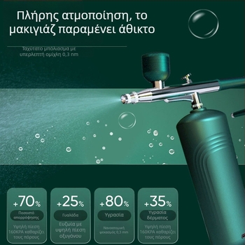 Συσκευή ενυδάτωσης προσώπου με έγχυση οξυγόνου, φορητή χειροκίνητη συσκευή καθαρισμού πόρων, ενσωματωμένη μπαταρία 300–500 mAh, κρύος ψεκασμός, δεύτερη ταχύτητα