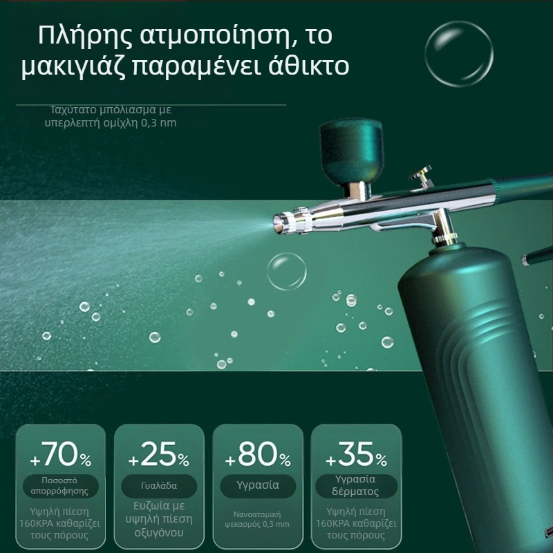 Συσκευή ενυδάτωσης προσώπου με έγχυση οξυγόνου, φορητή χειροκίνητη συσκευή καθαρισμού πόρων, ενσωματωμένη μπαταρία 300–500 mAh, κρύος ψεκασμός, δεύτερη ταχύτητα