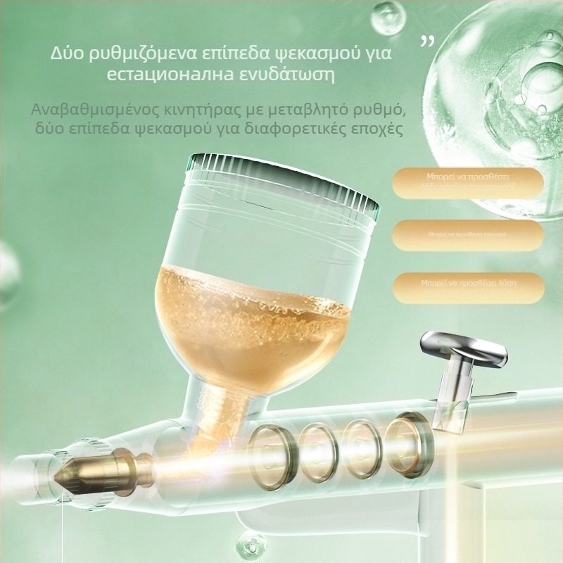 Συσκευή ενυδάτωσης προσώπου με έγχυση οξυγόνου, φορητή χειροκίνητη συσκευή καθαρισμού πόρων, ενσωματωμένη μπαταρία 300–500 mAh, κρύος ψεκασμός, δεύτερη ταχύτητα