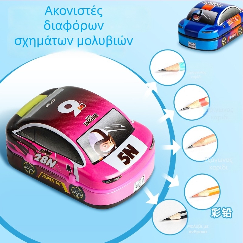 Διπλός χειροκίνητος ορθωτής μολυβιών με σχέδιο μικρού αυτοκινήτου, μοντέλο X258, για παιδιά 0–14 ετών, unisex