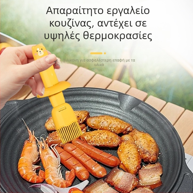 Πινέλο σιλικόνης για μπάρμπεκιου με ενσωματωμένο δοχείο λαδιού, ανθεκτικό σε υψηλές θερμοκρασίες, κουζινικό εργαλείο τροφίμων