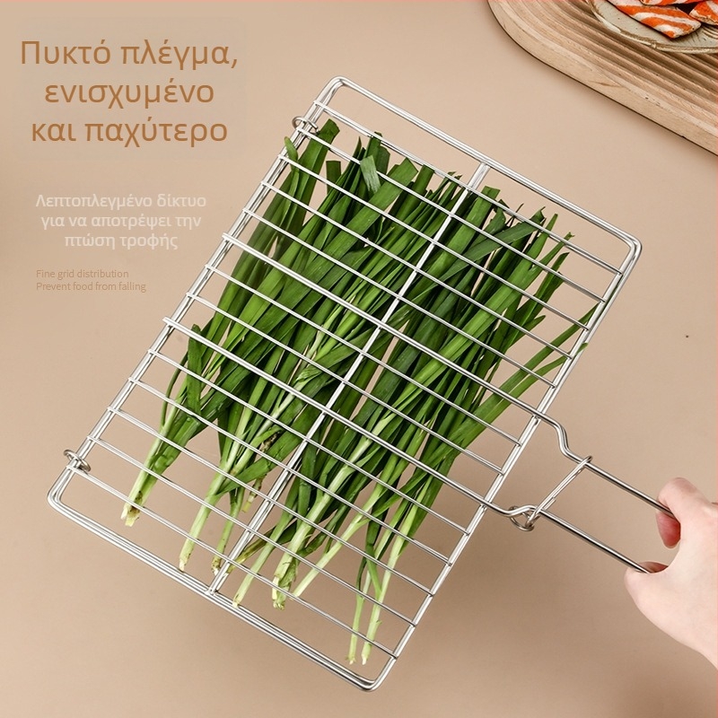 Κλιπ ψαριού για γκριλ, τετράγωνης μορφής από ανοξείδωτο χάλυβα, πολυλειτουργικό, αναδιπλούμενο, φορητό (Βάρος 437–707 g)