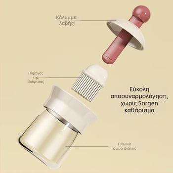 Δύο σε ένα βούρτσα για φιάλη λαδιού με σιλικόνη λαβή και PP κεφαλή, για κουζίνα και μπάρμπεκιου